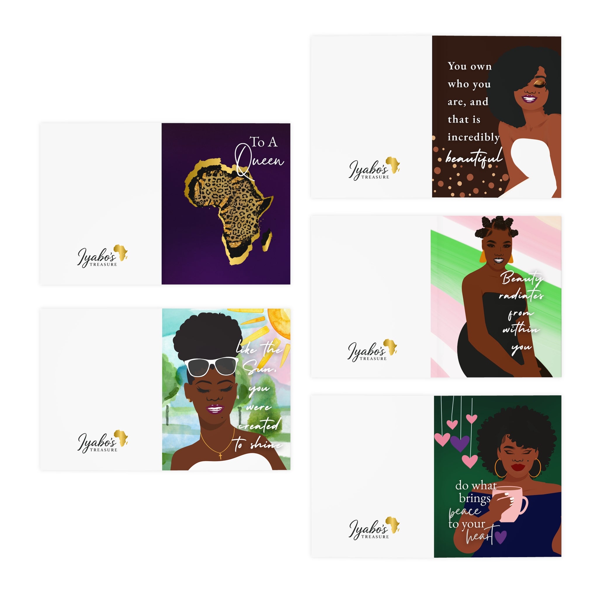 Empowerment Greeting Cards — 5-Pack Inspirational Black Women Designs