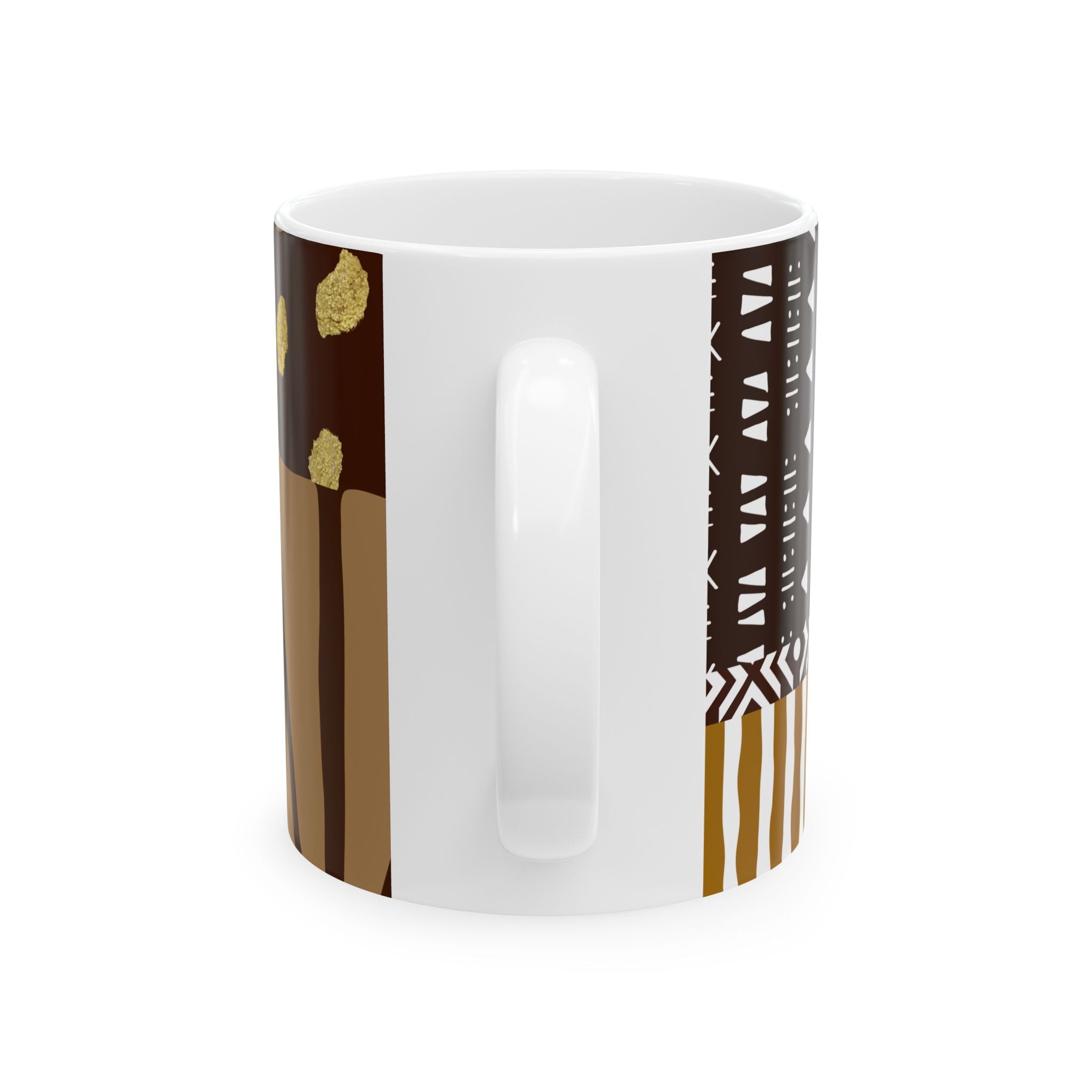 Boho Earth-Tone Ceramic Mug — 'Iyabo’s Treasure' Brown & Gold  (11oz)