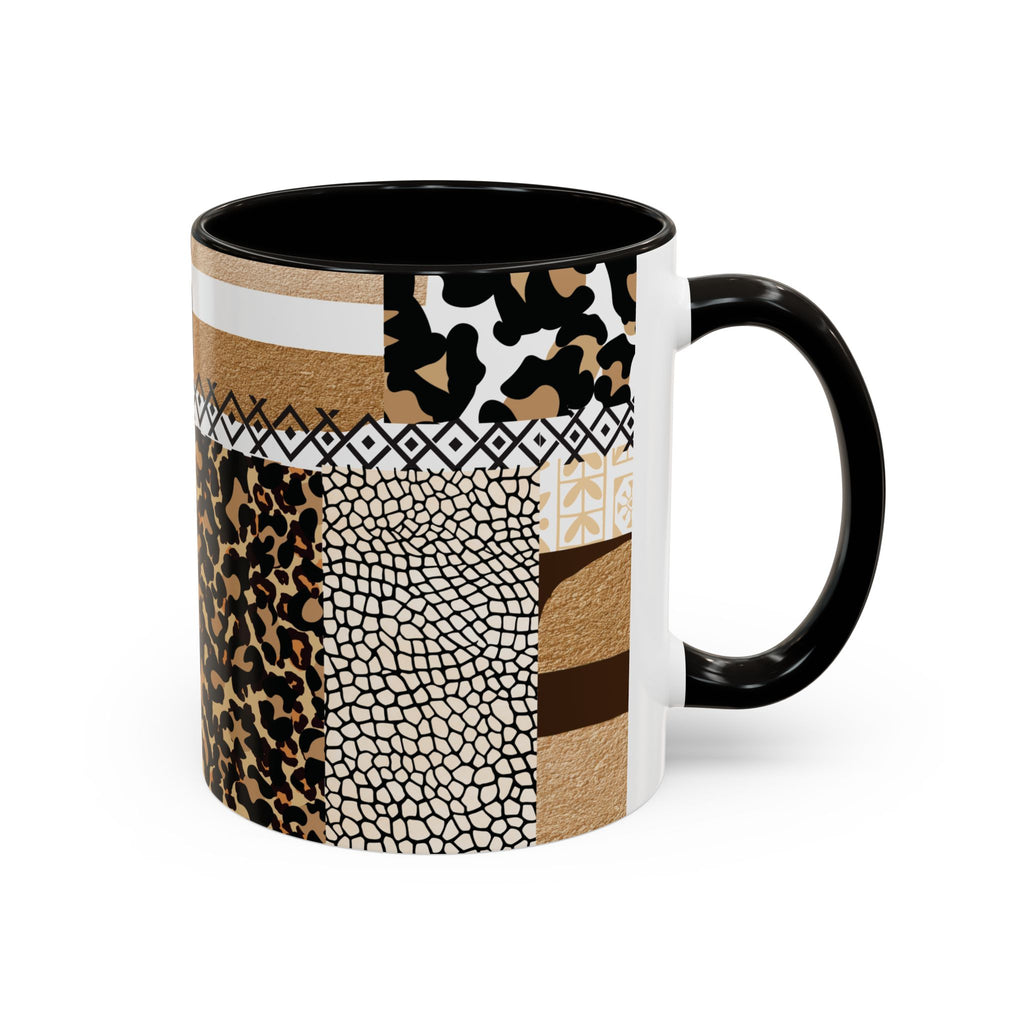 Leopard Patchwork Coffee Mug – 11oz Animal Print Ceramic Cup