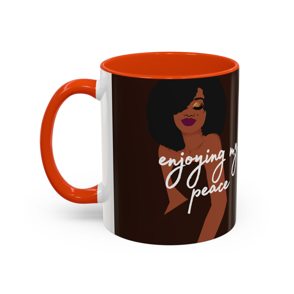 Enjoying My Peace Ceramic Mug — Afro Woman Art (11oz)