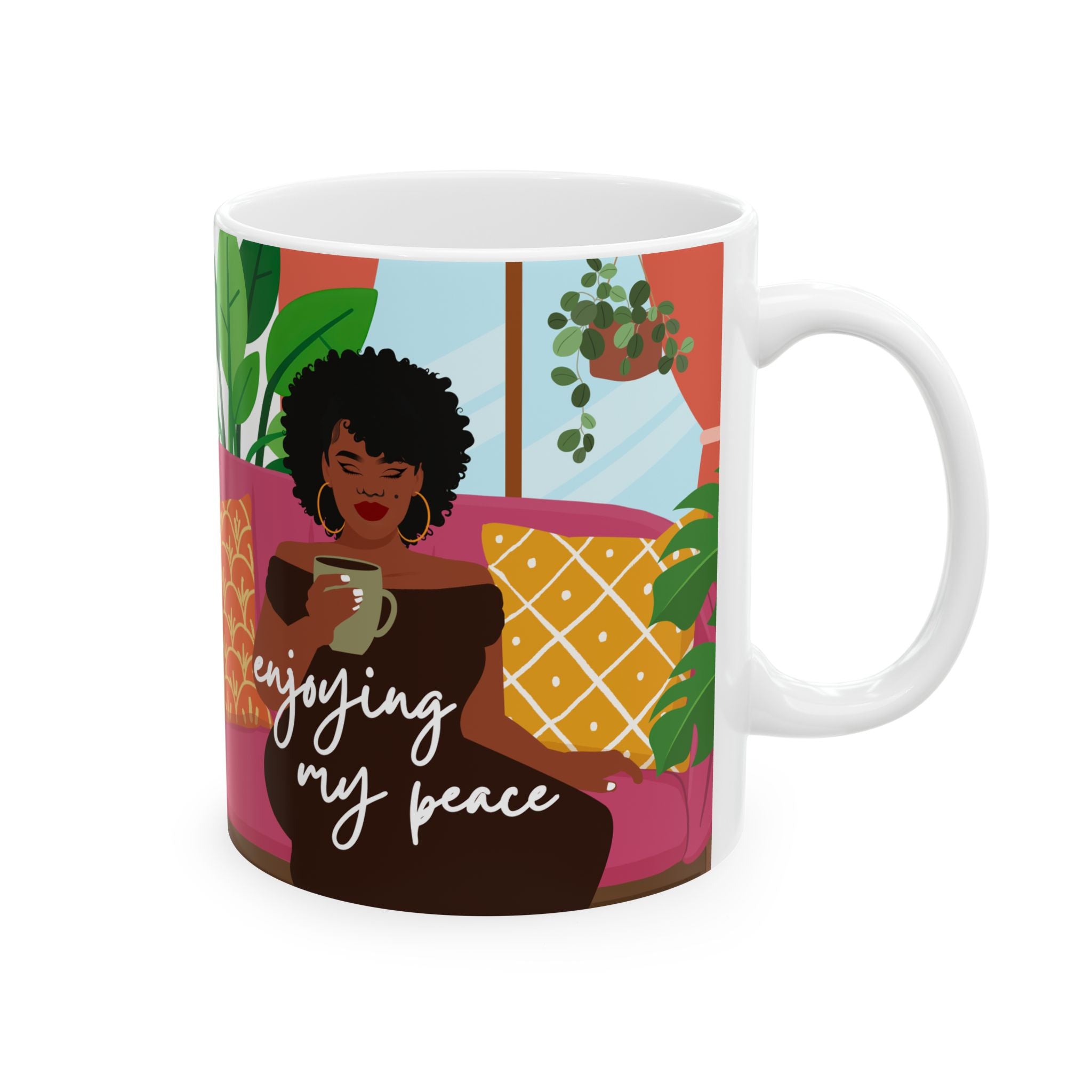 Enjoying My Peace Ceramic Mug — Inspirational Morning Coffee Cup