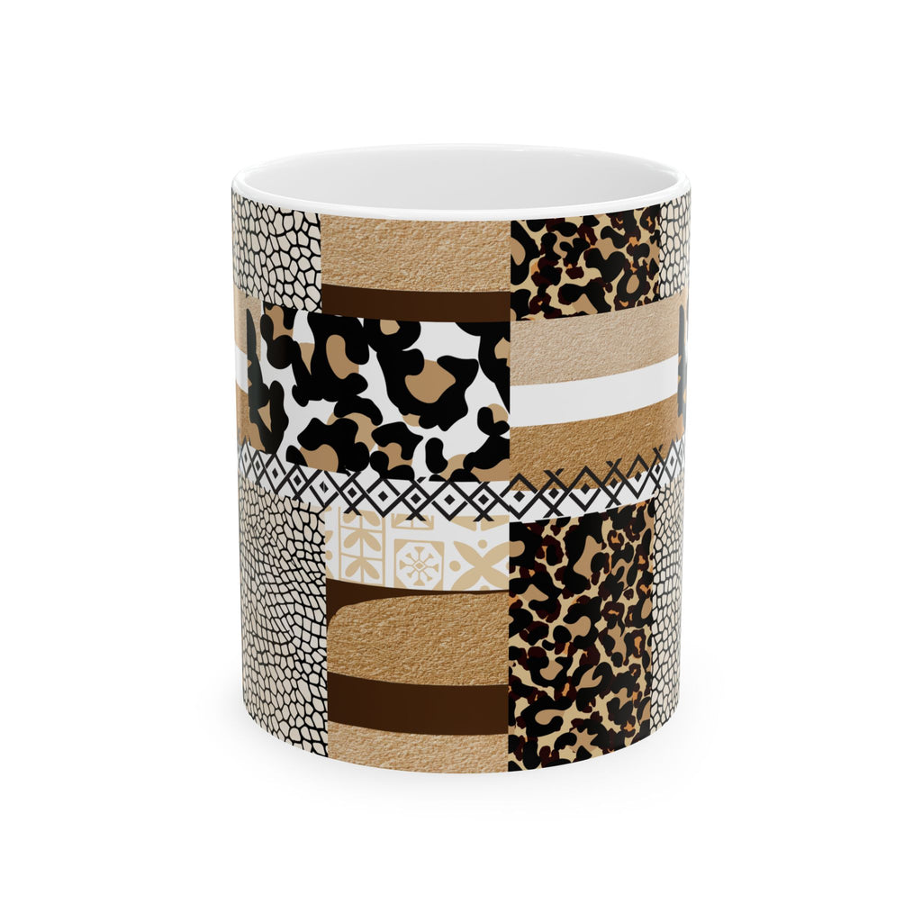 Leopard Patchwork Ceramic Mug — Animal Print Coffee Cup (11oz & 15oz)