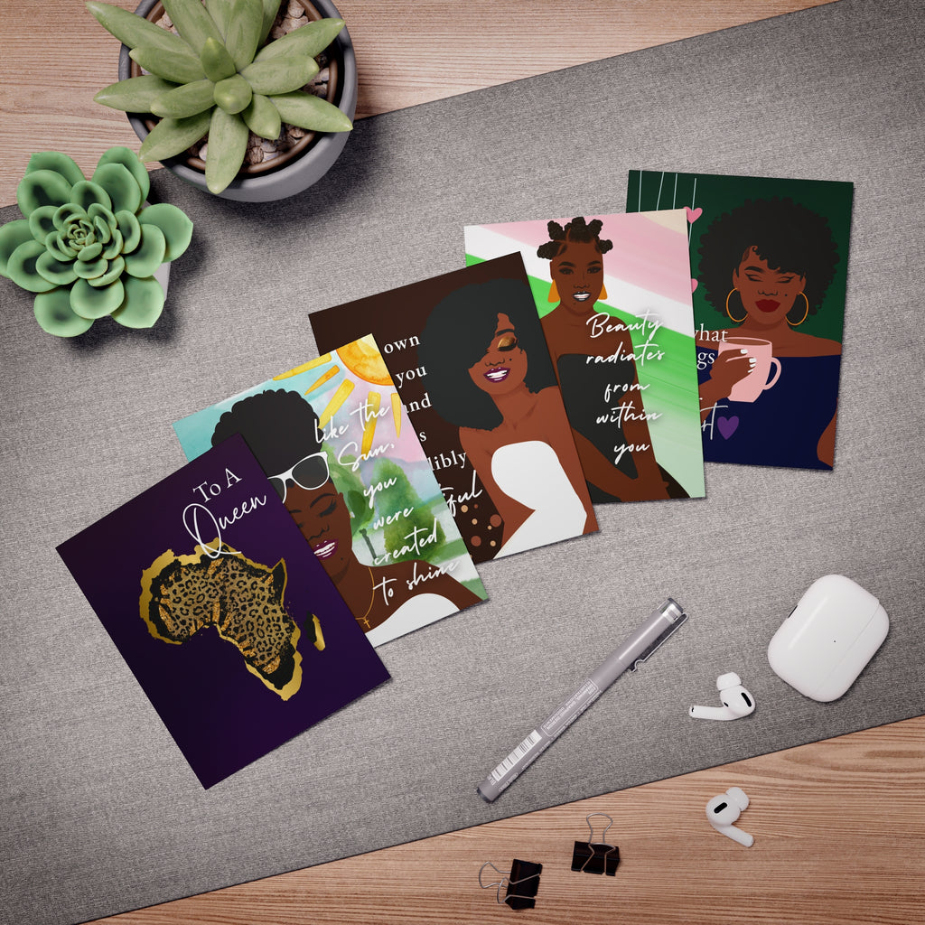 Empowerment Greeting Cards — 5-Pack Inspirational Black Women Designs