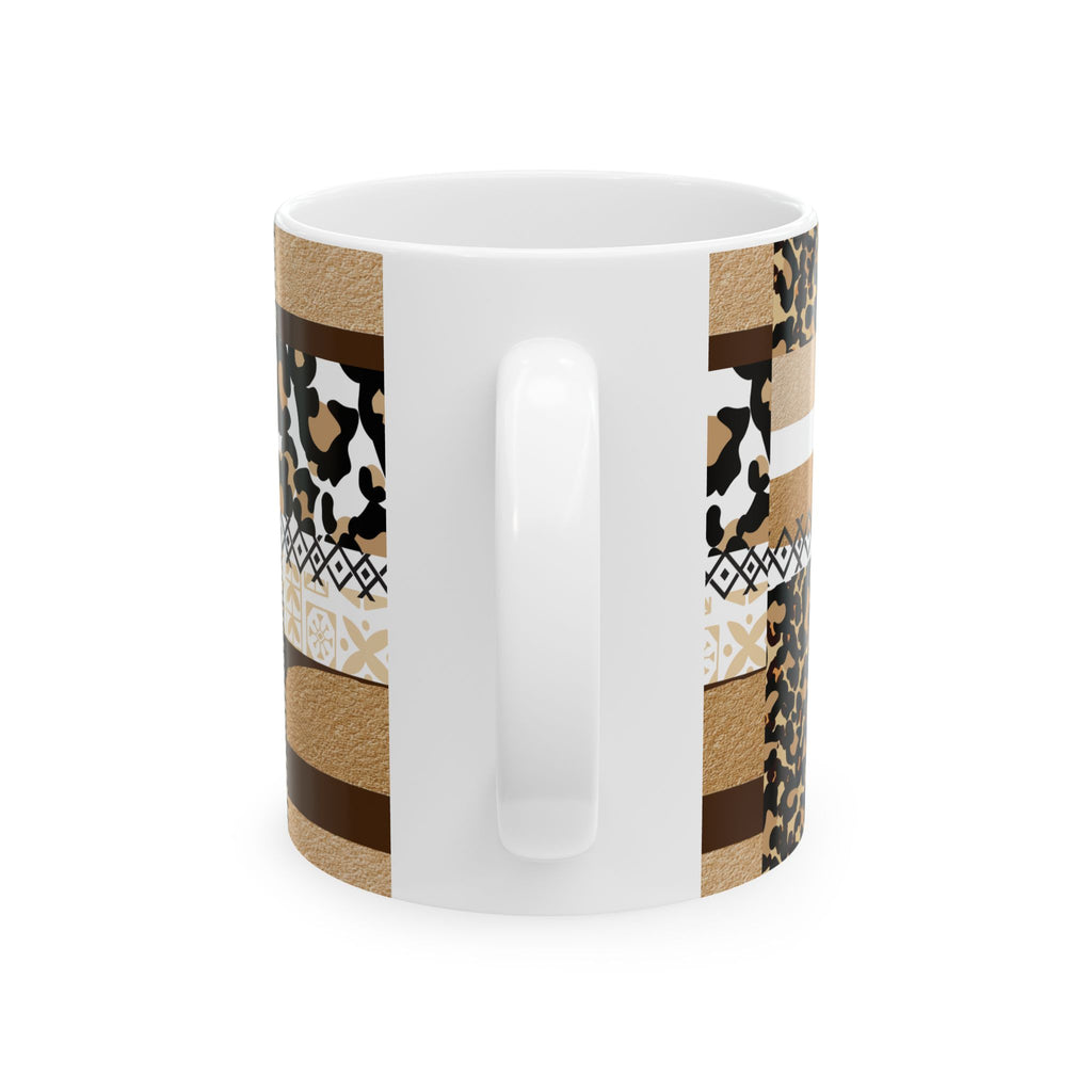 Leopard Patchwork Ceramic Mug — Animal Print Coffee Cup (11oz & 15oz)