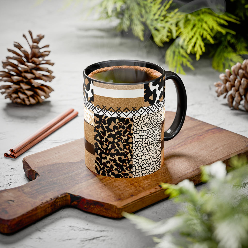 Leopard Patchwork Coffee Mug – 11oz Animal Print Ceramic Cup