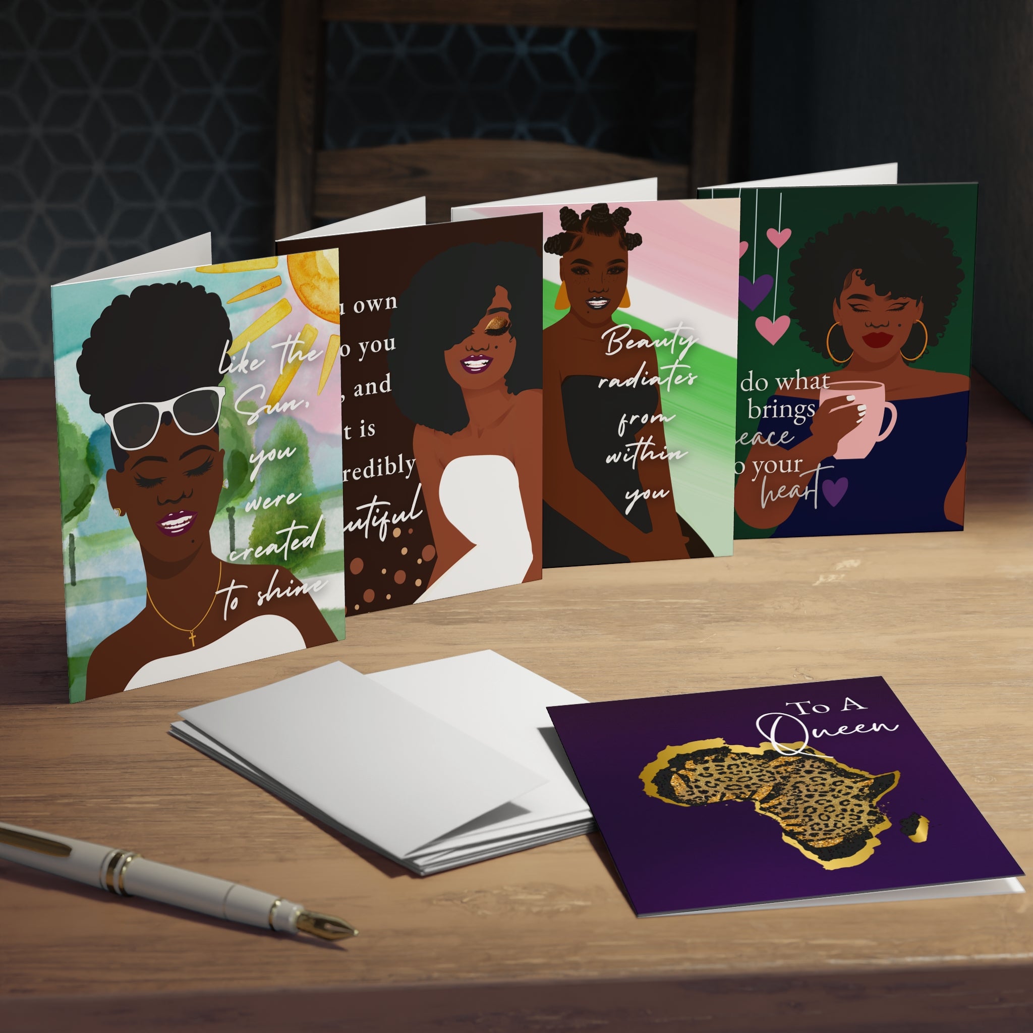 Empowerment Greeting Cards — 5-Pack Inspirational Black Women Designs