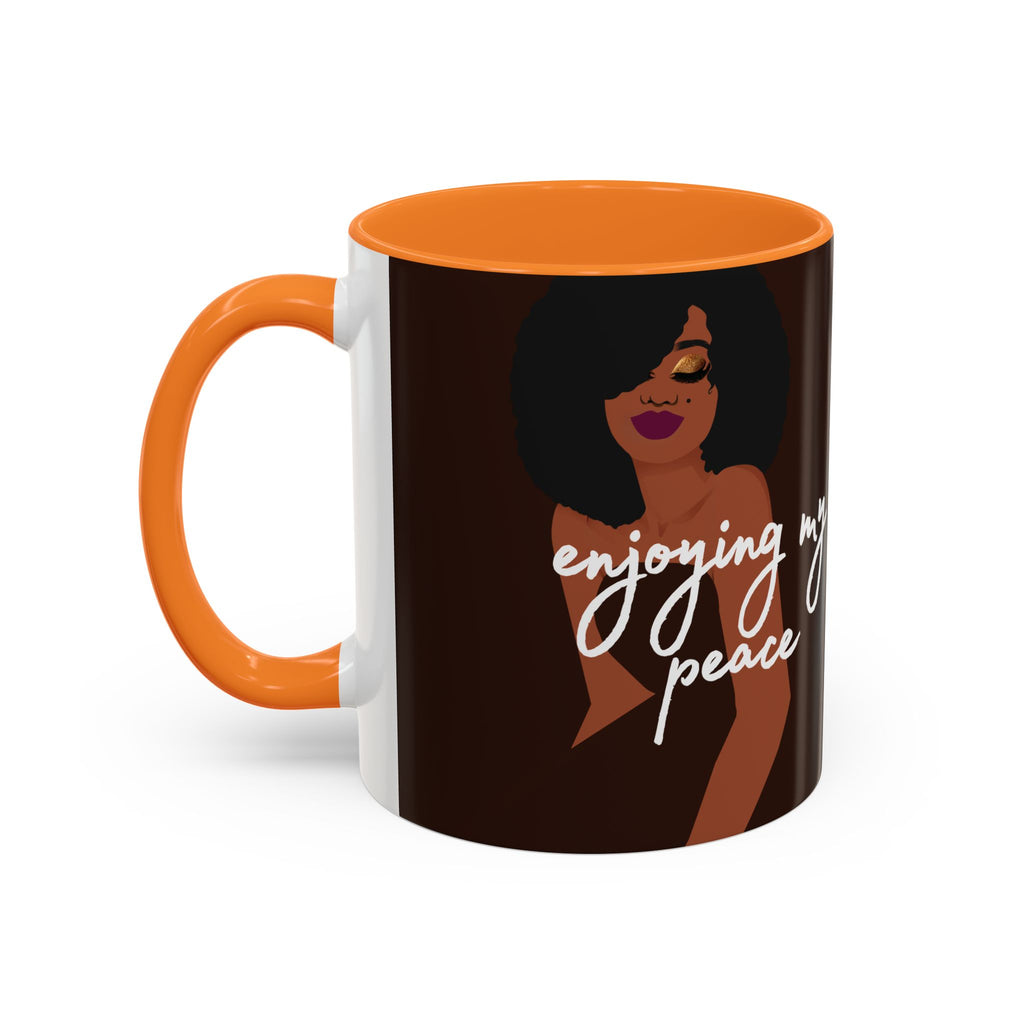 Enjoying My Peace Ceramic Mug — Afro Woman Art (11oz)