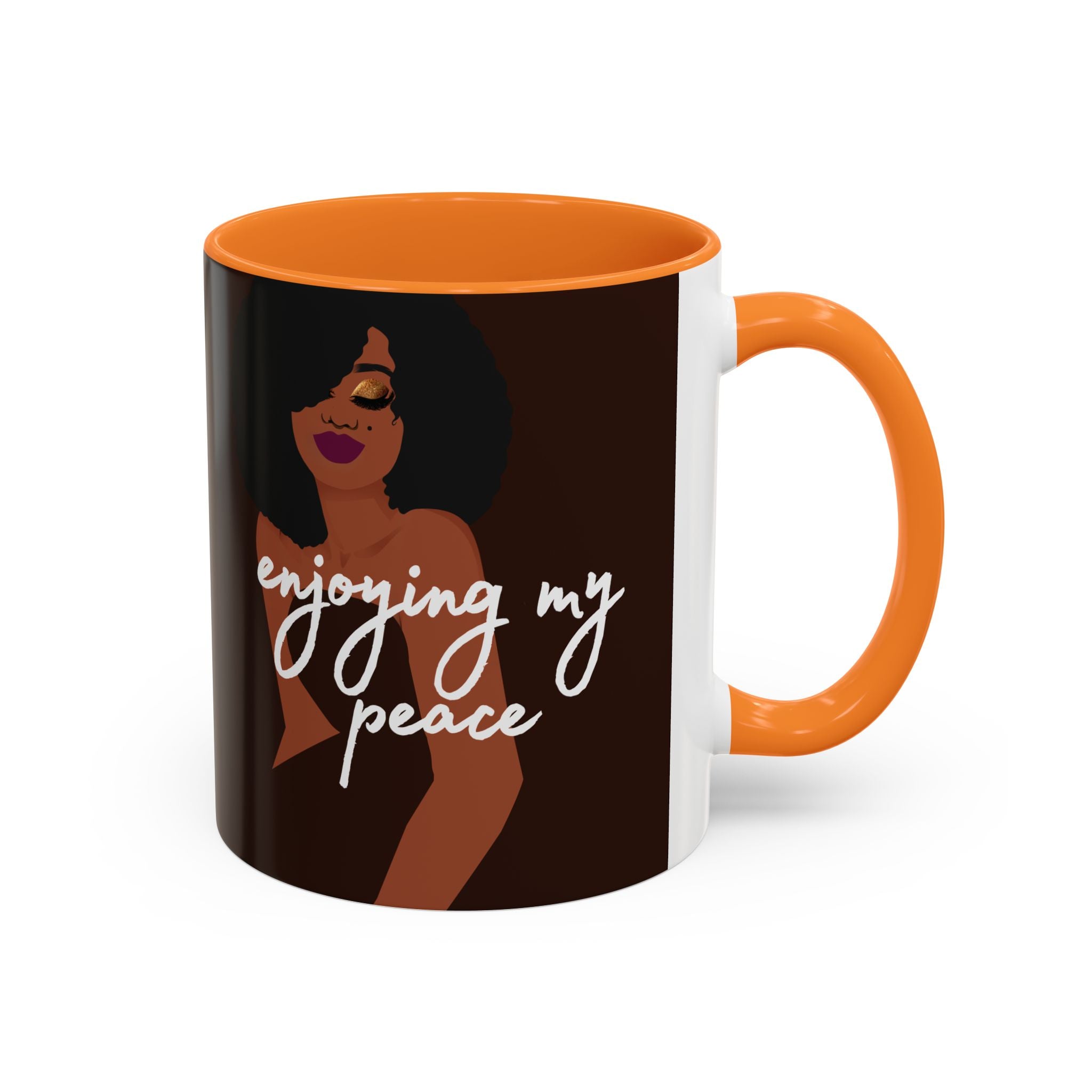 Enjoying My Peace Ceramic Mug — Afro Woman Art (11oz)