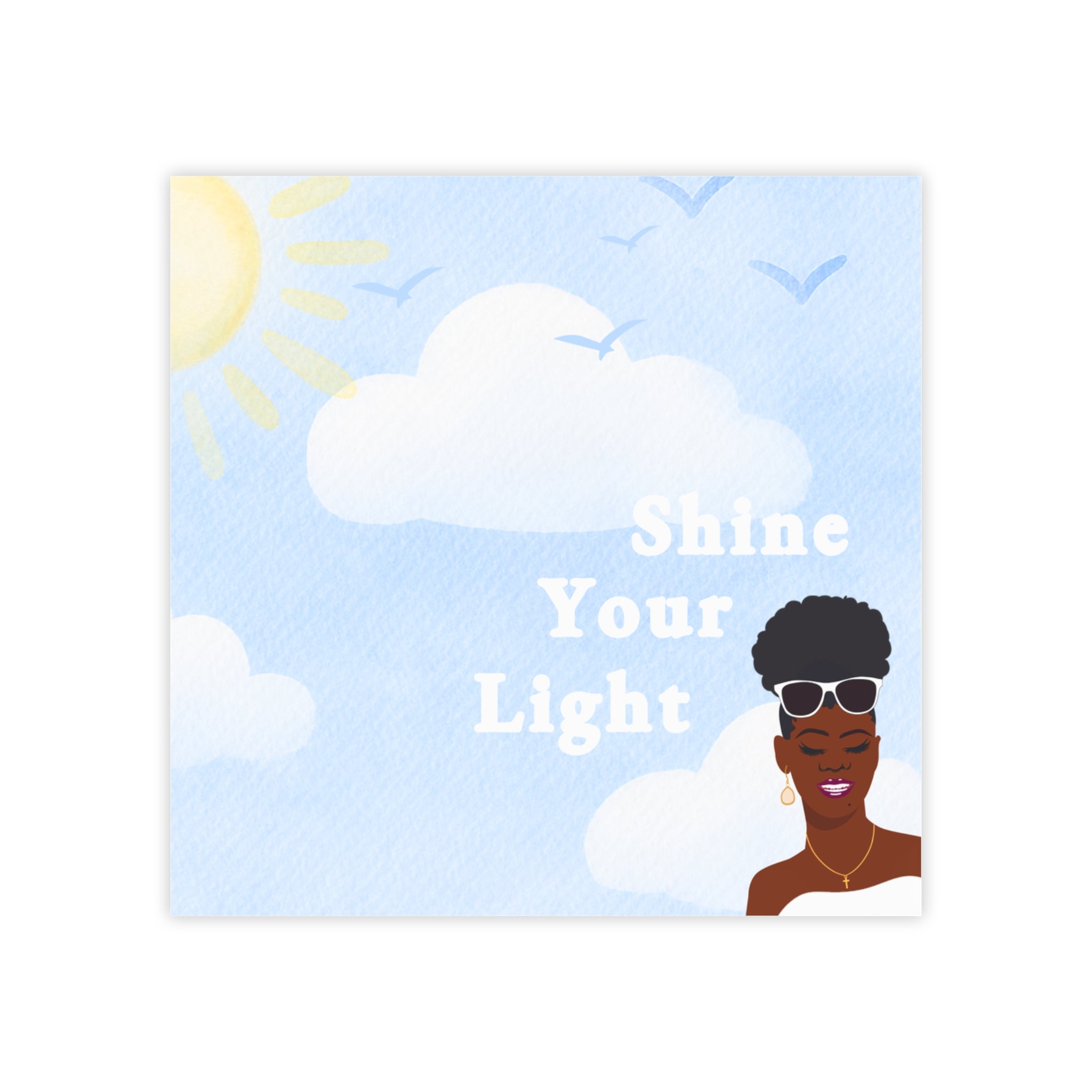 Shine Your Light Post-it Notes — Inspirational Sticky Notes with Sunny Clouds Design