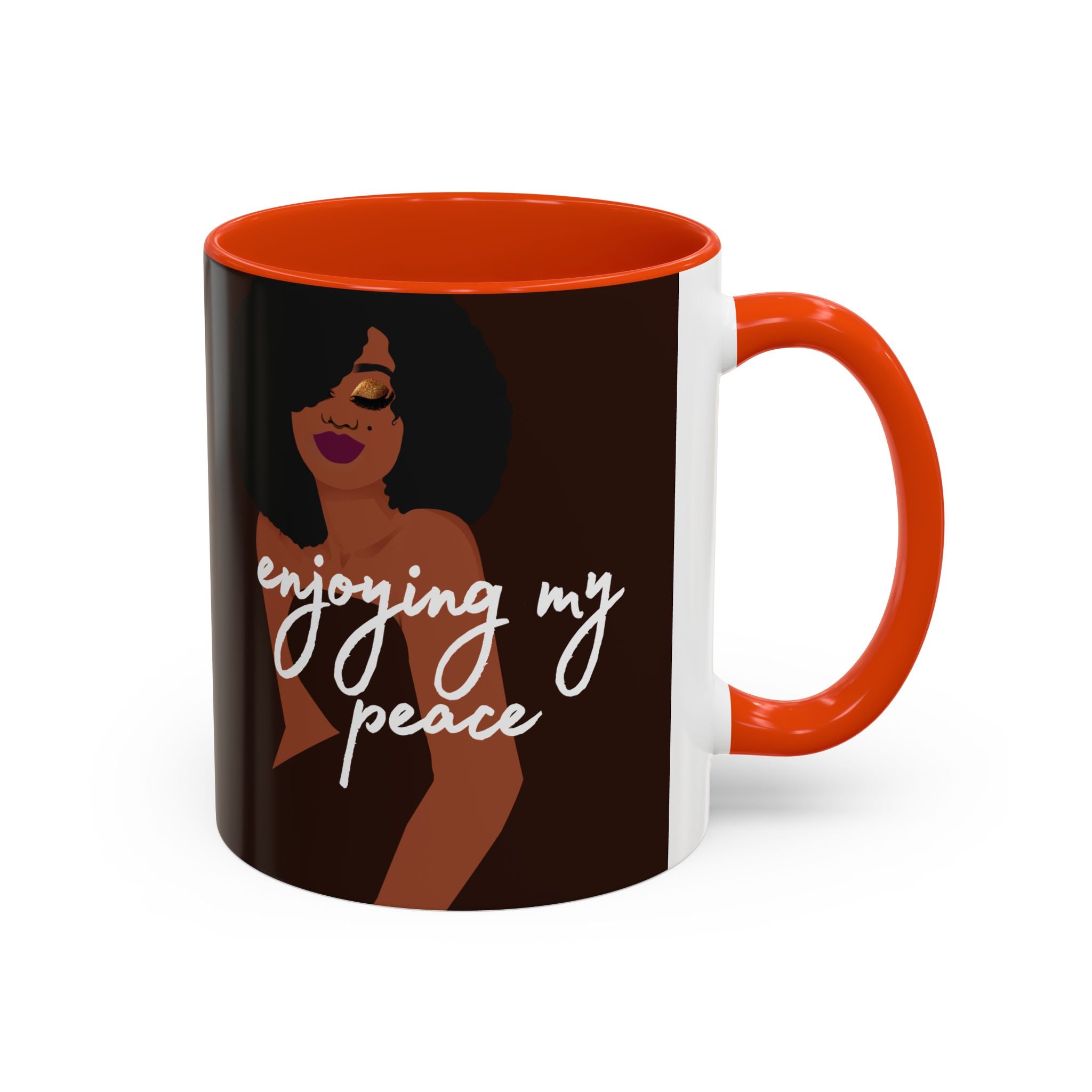 Enjoying My Peace Ceramic Mug — Afro Woman Art (11oz)