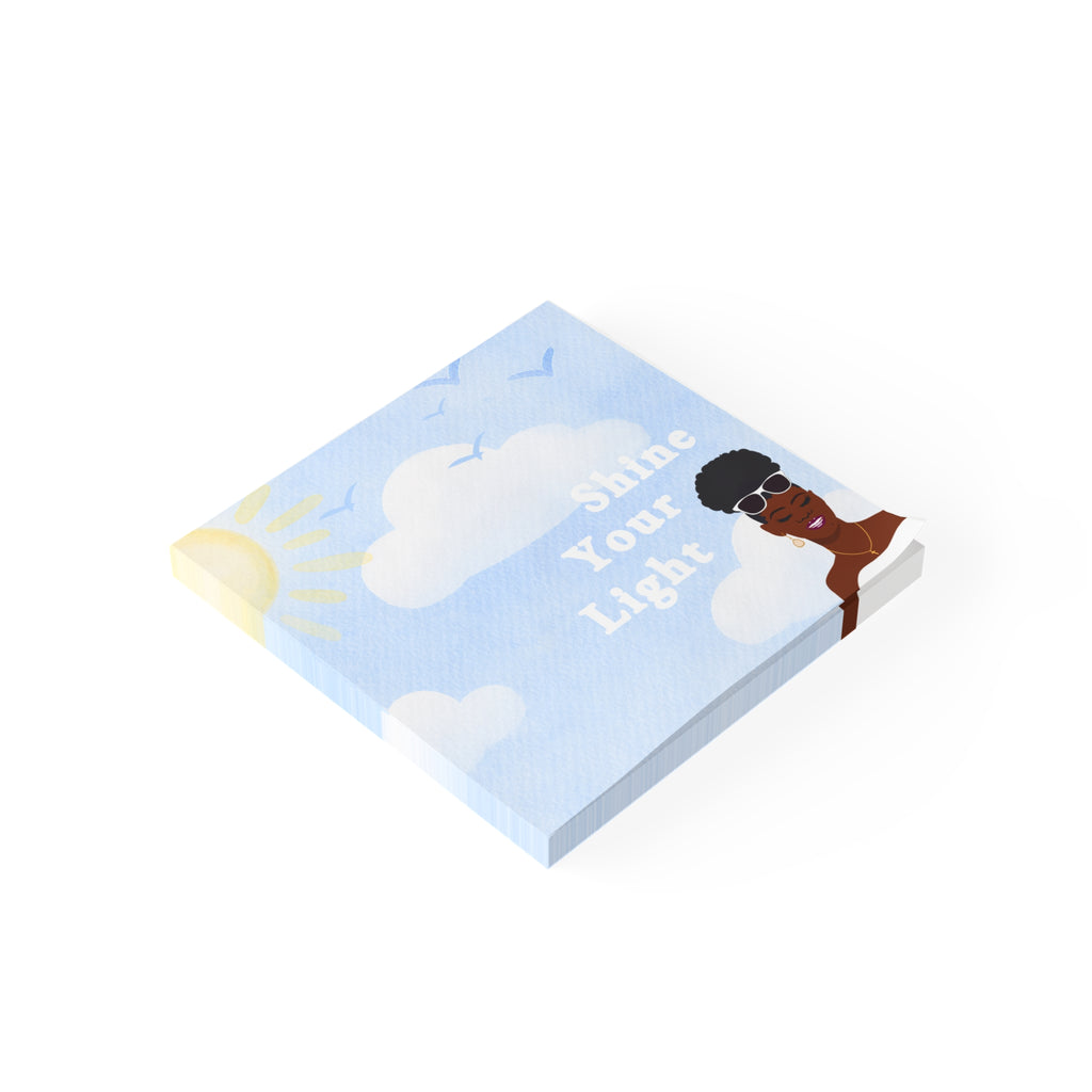 Shine Your Light Post-it Notes — Inspirational Sticky Notes with Sunny Clouds Design