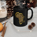 Okán Mi Afrika in Leopard Print — Black Ceramic Coffee Cup (11oz)