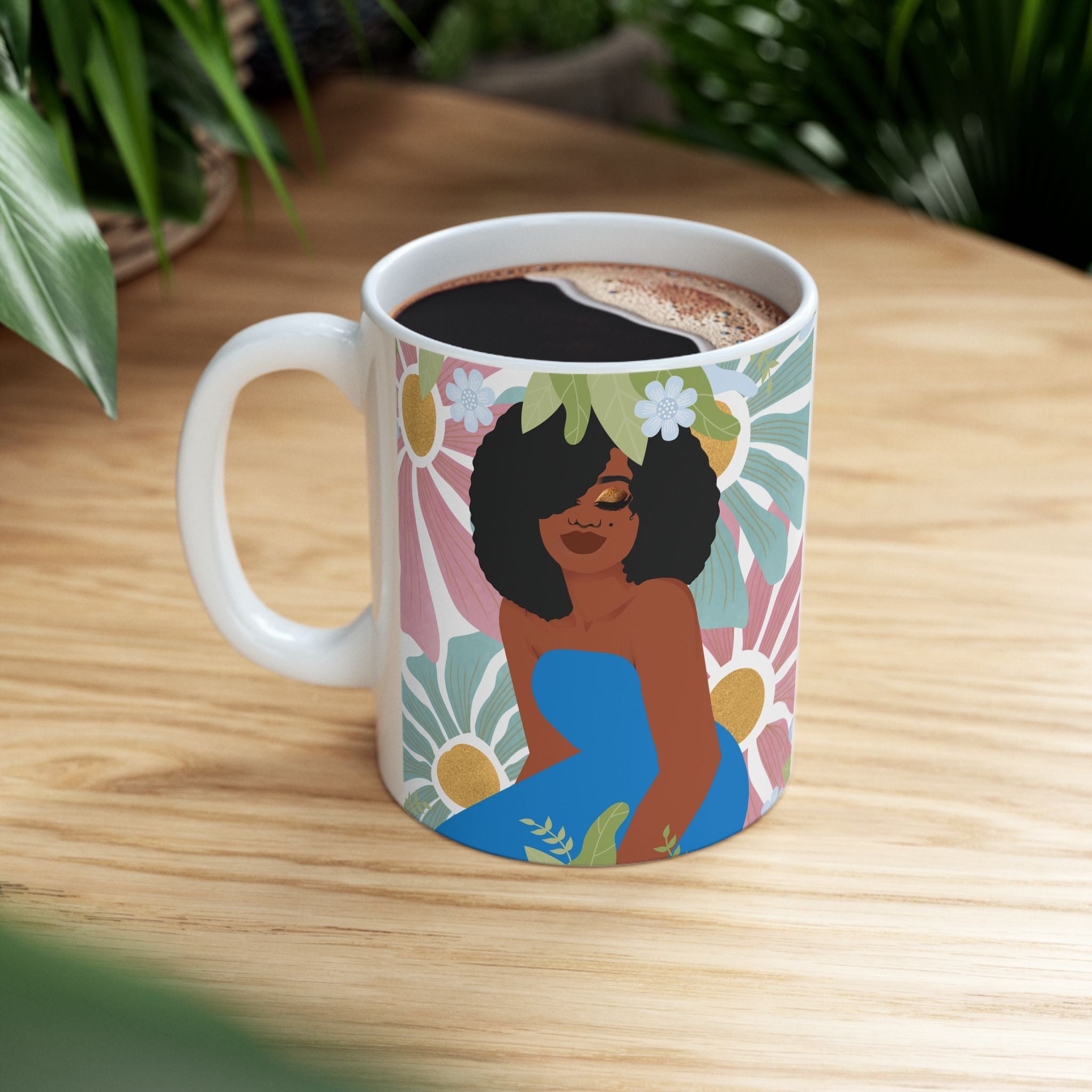 My Floral Afro – Empowering Boho Coffee Cup (11oz & 15oz)
