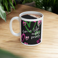 You’re Like, Really Pretty Mug — Pink & Green Heart Ceramic Coffee Cup (11oz)