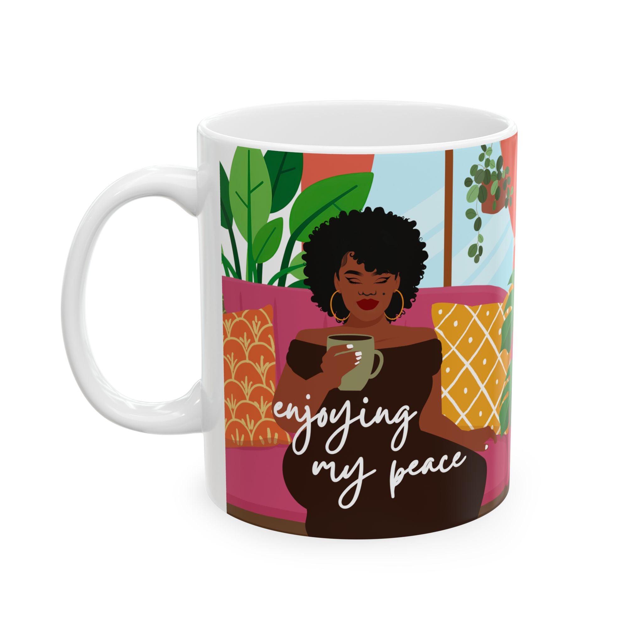 Enjoying My Peace Ceramic Mug — Inspirational Morning Coffee Cup