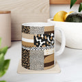 Leopard Patchwork Ceramic Mug — Animal Print Coffee Cup (11oz & 15oz)